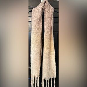 Cozy Ombre Knit Scarf in Blush and Cream